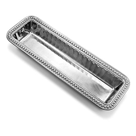 Wilton Armetale Flutes and Pearls Rectangular Cracker Serving Tray, 12.5-Inch