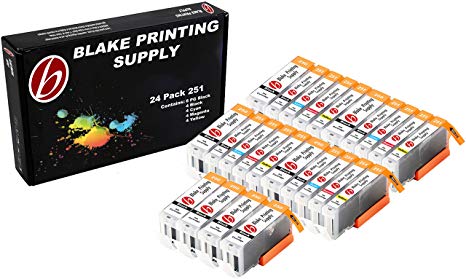24 Pack Blake Printing Supply CLI-251XL 251 XL PGI-250XL 250 XL Ink Cartridges for Canon PIXMA iP7220 iX6820 MG5420 MG5422 MG5520 MG5522 MG5620 MG5622 MG6420 MG6620 MX722 MX922