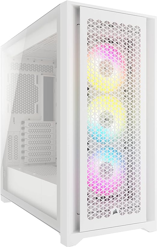 Corsair iCUE 5000D RGB Airflow Mid-Tower Case - 3X AF120 RGB Elite Fans - iCUE Lighting Node PRO Controller - High-Airflow Design - CORSAIR RapidRoute Cable Management System - True White