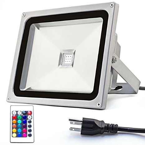 ZITRADES High Power Brand new 30W LED Spotlight Flood Light Wall Wash Garden Outdoor Waterproof Floodlight RGB Color 90V - 240V AC US 3-Plug with Remote Control BY ZITRADES