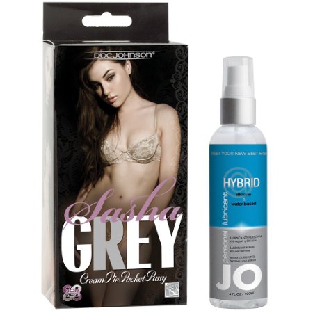 Sasha Grey, Cream Pie Pocket Pussy - Includes Hybrid Silicone & Water Based Lube 4oz