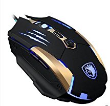 Sades Q6 USB Wired LED Optical Gaming Mouse, 4 Adjustable DPI Levels (Black)