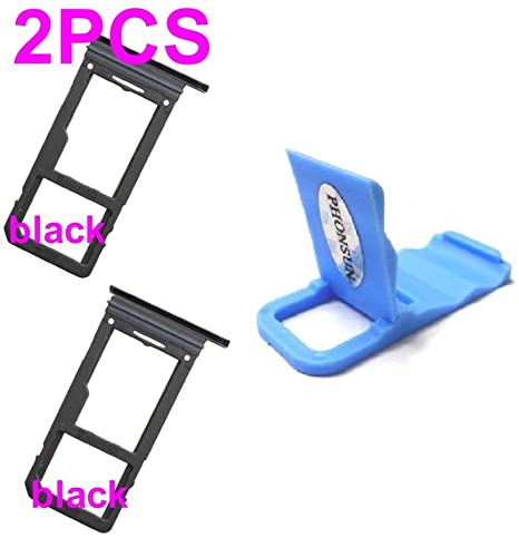 PHONSUN Replacement Micro SD Sim Tray Holder for Samsung Galaxy S8 G950 Black (Pack of 2)