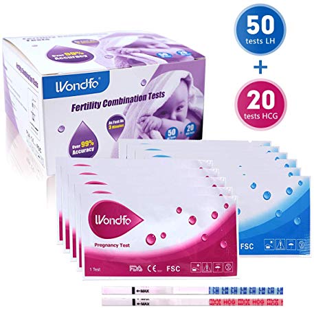 Wondfo 50 Ovulation Strips & 20 Pregnancy Urine Test Strips Ultra Early Result Detection Kits Highly Sensitive Fast Home Self-Checking, Pack of 70