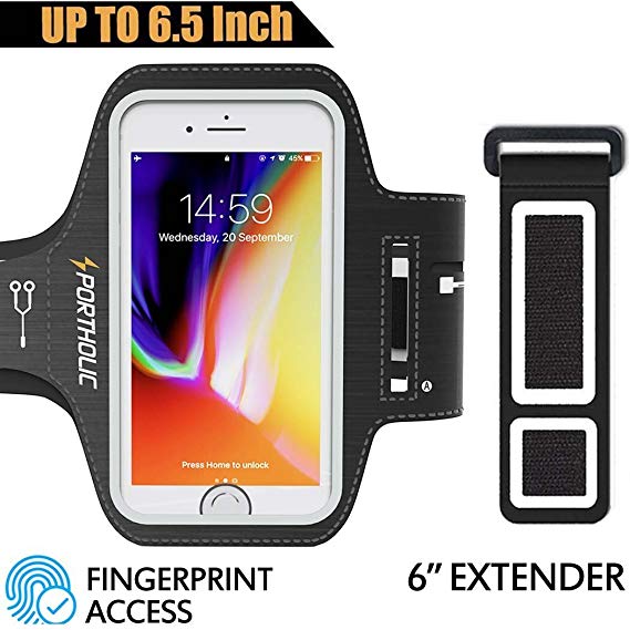 PORTHOLIC Armband for Large Phone - iPhone Xs Max XR iPhone 8 Plus 7 Plus 6s/6 Plus in Otterbox Defender Case, Samsung Galaxy S9   S8 Plus Note 8 3 4 5 LG G6, Exercise Running Pouch Phone Holder