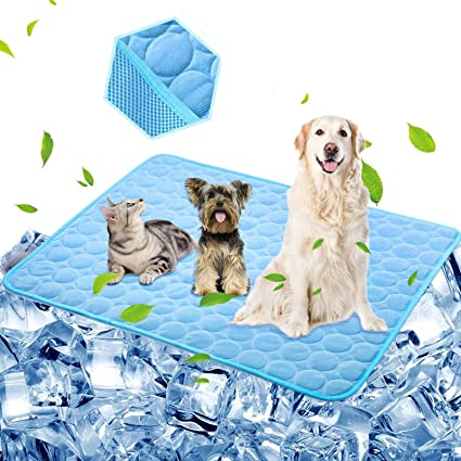 Cooling Mat for Dogs Breathable Pet Cool Pad Portable Washable Cooling Mat for Puppys Ice Silk Self for Cats, Kennels, Crates, Kennel and Beds
