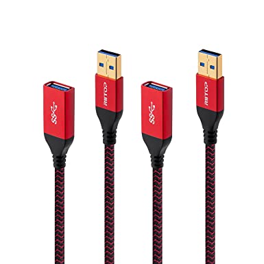 USB 3.0 Extension Cable 2m [2-Pack], RIITOP USB 3.0 Type-A Male to Female Extender Lead Braided Cord 5Gbps Compatible with Keyboard, Camera, USB Disk, Printer, Scanner, Card Reader