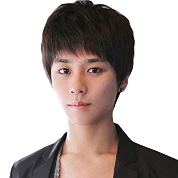 Rise World Wig Cool Mens Boys Short Straight Black Hair Wigs Party Heat Resistant Cosplay Wig