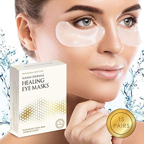 Nano-Dermal Healing Eye Mask Anti-Aging Hyaluronic Acid Trehalose and Vitamin E Eye Patches Under Eye Pads For Moisturizing and Reducing Wrinkles Dark Circles Puffiness