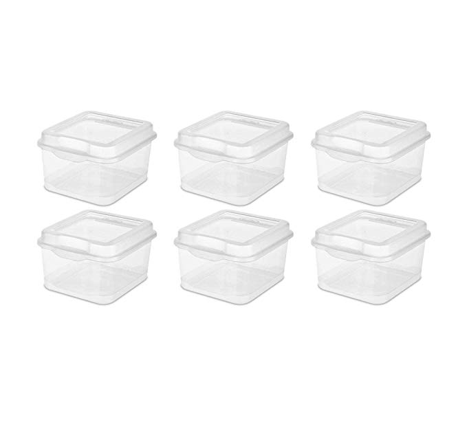 STERILITE 18038612 Flip Top, Clear, 6-Pack