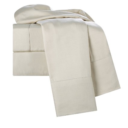 Clara Clark - 400-Thread-Count 100-Percent Egyptian Cotton deep Pocket Super Soft Sheet Set Queen Size Cream Beige Solid