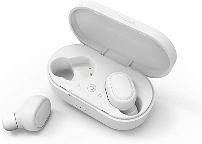 Wireless Earbuds for Sport,TechCode Mini Bluetooth Earpieces Wireless Stereo Headphones Invisible Car Earphones Headset with Mic & Magnetic Charge Box for iPhones Android Phones (White)