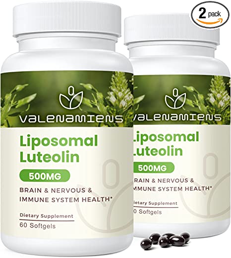 Valenameienes Liposomal Luteolin 500mg, High Absorption, Antioxidant Supplement, Luteolin Supplement for Boosts Brain, Nervous, & Immune System Health – 120 Softgels, 60-Day Supply