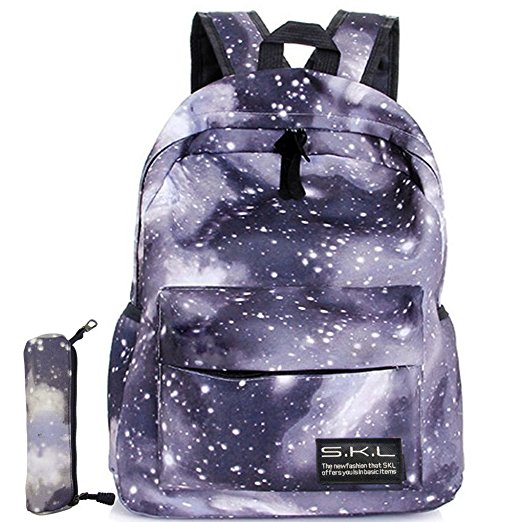 Galaxy School Backpack, SKL School Bag Student Stylish Unisex Canvas Laptop Book Bag