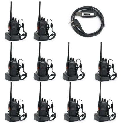 Baofeng BF-888S Two Way Radio (Pack of 10) and USB Programming Cable (1PC)