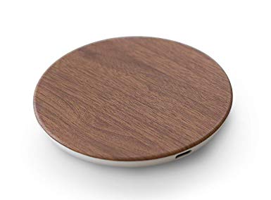 Wireless Charger by Reveal Shop - Qi Certified Fast Charging - Rubberized Wood Design (Wood)