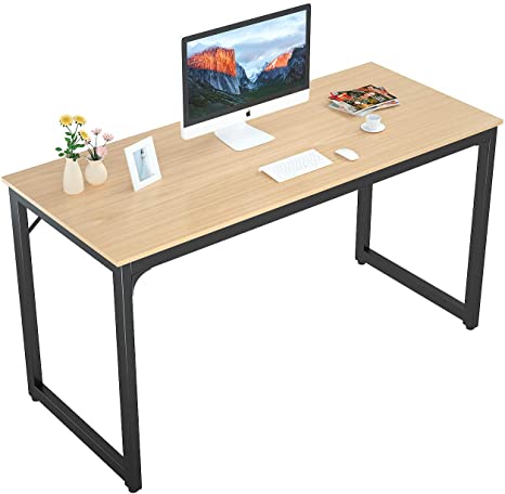 Foxemart 55” Computer Desk Modern Sturdy Office Desk PC Laptop Notebook Study Writing Table for Home Office Workstation, Natural