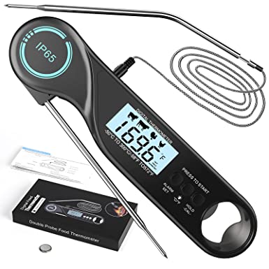 BoxLegend 2-in-1 Instant Read Meat Thermometer for Grill Oven & Cooking Waterproof Ultra Fast Thermometer with Backlight & Calibration Digital Food Probe for Kitchen, Outdoor Grilling (Black)…