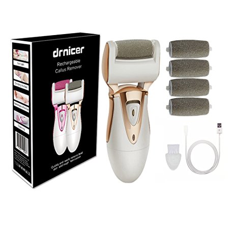 Electric Foot Callus Remover Dead Skin Peeling Rechargeable Pedicure Foot File Tools Proffessinal Foot Care Tool To Remove Dead, Hard Skin With 4 Extra Roller Heads
