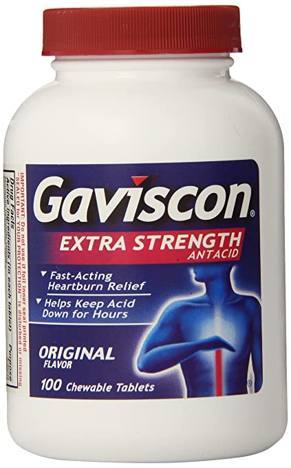 Gaviscon Extra Strength Chewable Antacid Tablets, Original, 100 Count