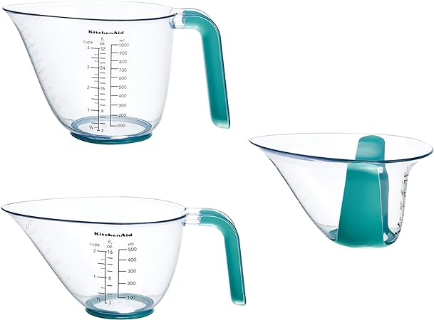 KitchenAid KO298OSAQA Gourmet Measuring Jugs, Set of 3, Aqua Sky