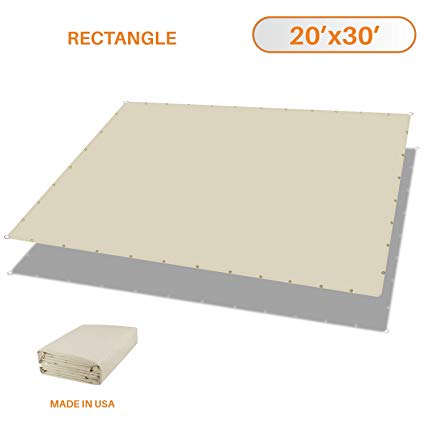 Sunshades Depot Tang 20' x 30' FT Waterproof Rectangle Sun Shade Sail 220 GSM Beige Straight Edge Canopy with Grommet UV Block Shade Fabric Pergola Cover Awning Customize Available