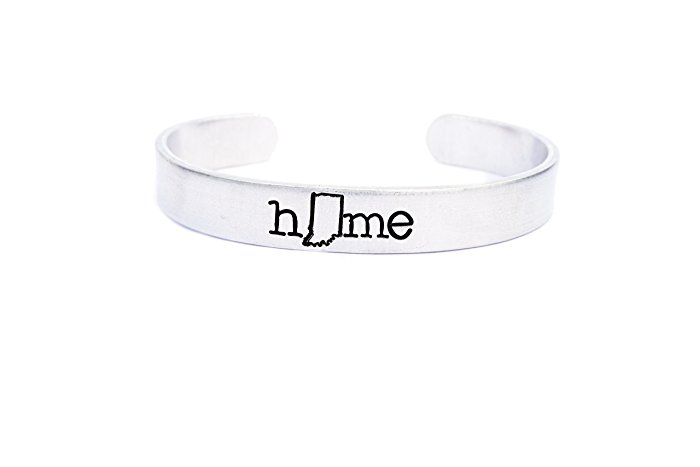State Home Hand Stamped Cuff Bracelet