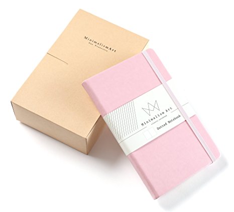 3-Pack, Minimalism Art | Classic Notebook Journal, Size: 5" X 8.3", A5, Pink, Dotted Grid Page, 192 Pages, Hard Cover/Fine PU Leather, Inner Pocket, Quality Paper - 100gsm | Designed in San Francisco