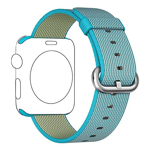 Apple Watch Series 2 Series 1 Woven Nylon band, Aokay Fine Woven Comfortable Durable Nylon Bracelet Strap Replacement Wrist Band for iWatch (38mm-Scuba Blue)