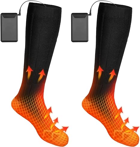 Heated Socks for Men Women Warm Winter Thermal Thick Socks Washable Electric Heating Socks with 3 Levels Rechargeable Battery