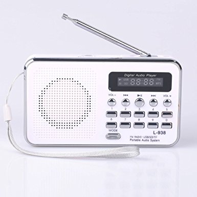 Mfine mini digital Portable Music player Micro sd/tf usb disk Speaker Fm Radio (938 White)