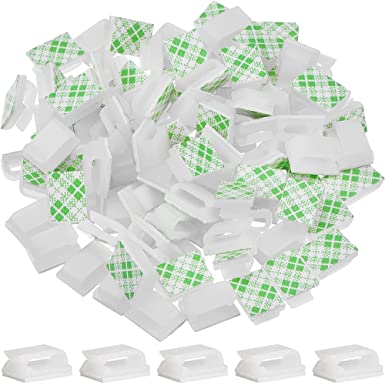 100 Pièces Clips de Câble Adhésif Clips de Fils Gestion des Câbles Serre-Câbles Support de Cordon de Fil, Blanc