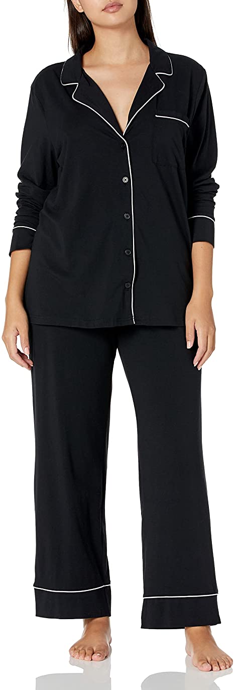 Amazon Essentials Women's Cotton Modal Long Sleeve Shirt Full Length Pant Pajama Set