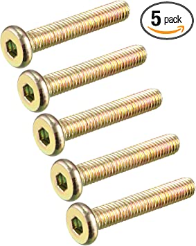 uxcell M6 x 35mm Full Thread Hexagon Socket Round Head Screws Bolts Bronze Tone 5 Pcs