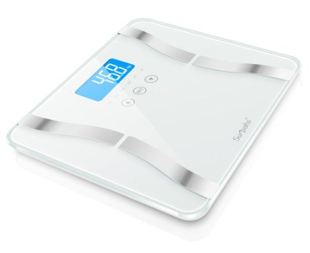Surpahs Dual-S 330 Lb Body Fat Scale 4 User Recognition Measures Body Weight Fat Water Calories Muscle and Bone Mass