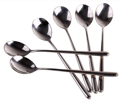 Generic 8 Pieces, High Quality Korean Stainless Steel Rice Spoon/Soup Spoon/Coffee Spoon - Long-handled Great Circle