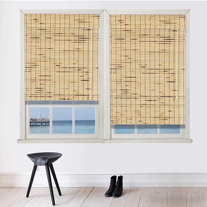 Bamboo Roman Window Blinds Sun Shades, 48W x 72H, Light Filtering Roller Shades,Any Size 24-72 Wide and 72 High