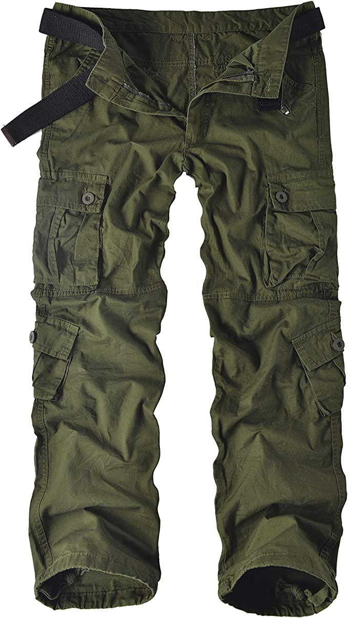 Leward Men's Cotton Casual Military Army Cargo Camo Combat Work Pants with 8 Pocket