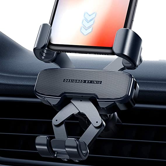 INIU Car Phone Holder, Gravity Auto Lock & Release Air Vent Phone Holder for Car, 360° One Handed Car Phone Mount Compatible with iPhone 11 Pro XS X 8 7 Samsung Galaxy S10 S9 S8 Note 10 Huawei P30 etc