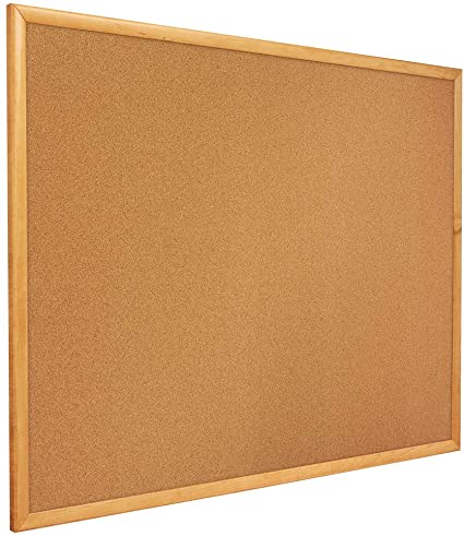 Quartet Cork Board, Bulletin Board, 5' x 3' Corkboard, Oak Finish Frame (305)