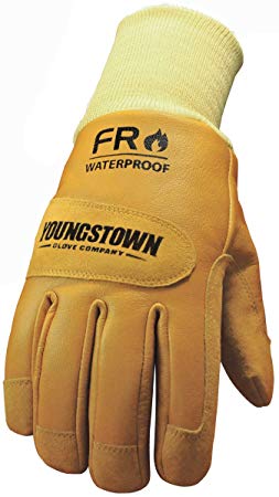 Youngstown Glove 12-3465-60-L FR Waterproof Ground Glove Lined with Kevlar Performance Work Gloves, Large, Brown