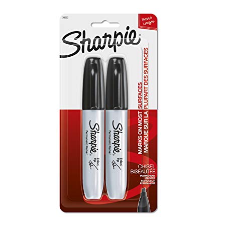 Sharpie Marker Permanent, Chisel Tip Permanent Marker Chisel, 2-Carded, Black Ink (38262PP) - FBA_SAN38262PP