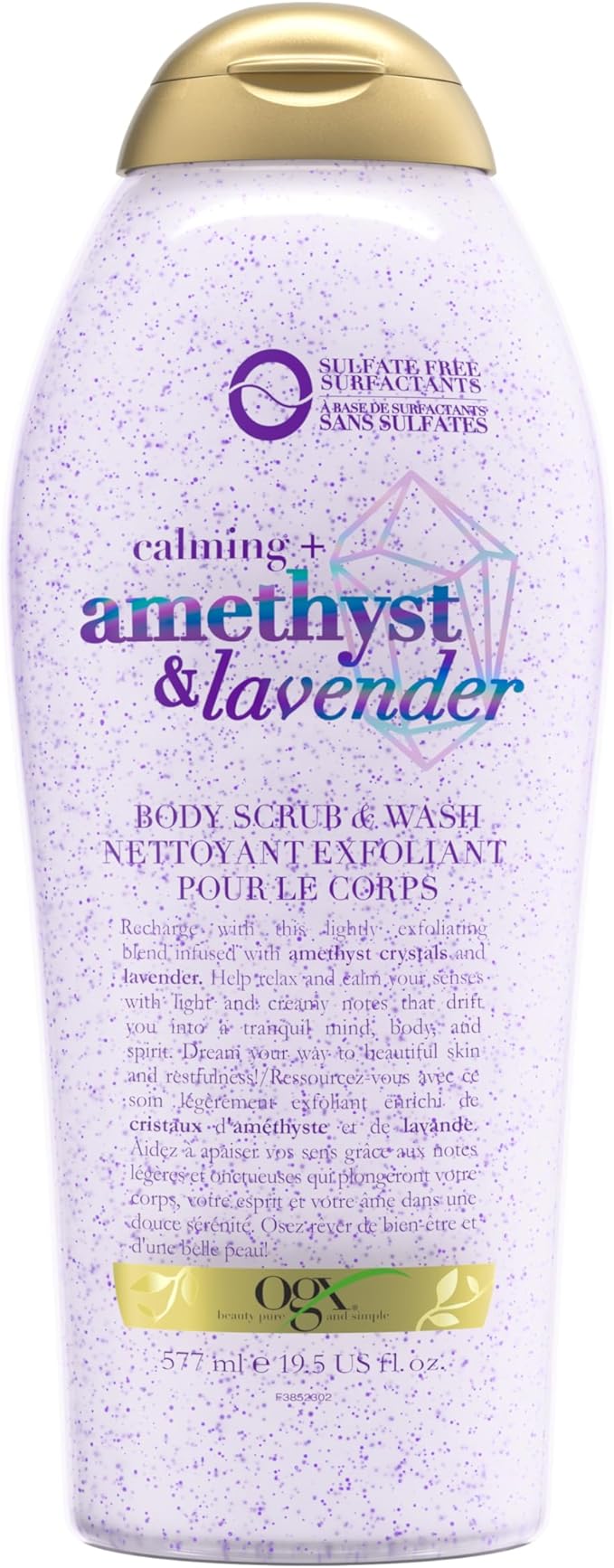OGX Calming   Amethyst & Lavender Body Scrub & Wash, Gently Exfoliating, 19.5 fl oz