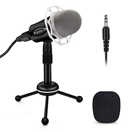 PC Microphone , ELEGIANT Condenser Microphone 3.5mm Home Studio Portable Microphone Recording Microphone with Stand for Skype, Karaoke, YouTube Recording, Podcast, Games，for PC Computer Iphone Phone Android Ipad