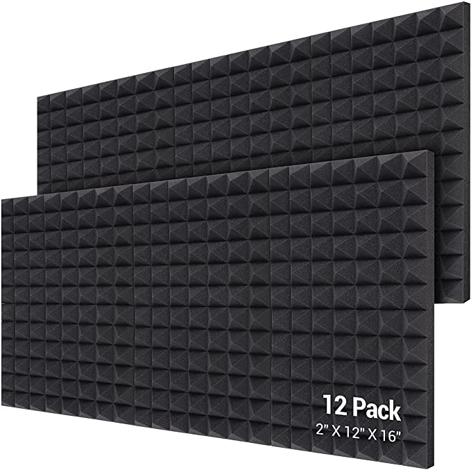 Acoustic Foam Panels 12 Pack, Ohuhu Sound Proofing Panels Acoustic Panels Foam 2 Inch Thick Acoustic Treatment Kit for Studios, Recording Studios, Offices, Home Studios, Black 40.5 x 30.5 x 5 cm