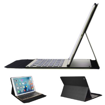 iPad Pro Keyboard Case, Eoso iPad Pro Ultra-Thin Aluminum Bluetooth Keyboard Portfolio Case for Apple iPad Pro 9.7" (Black)