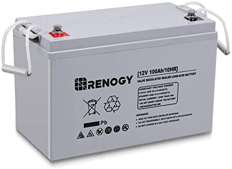 Renogy Deep Cycle AGM Battery 12 Volt 100Ah for RV, Solar, Marine, and Off-Grid Applications