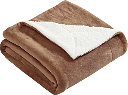 Eddie Bauer - Throw Blanket, Reversible Sherpa Fleece Bedding, Home Decor for All Seasons (Solid Brown, Throw)