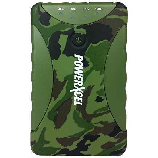 PowerXcel 10000 mAh Water Resistant Rechargeable Power Bank - Retail Packaging - Camo