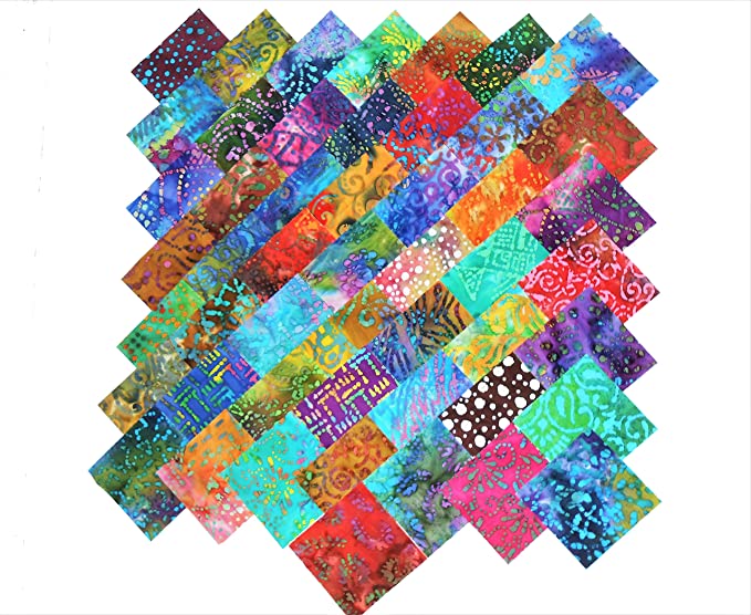 100 5 Inch Beautiful Batiks Charm Pack- 50 Different Colors-2 of Each